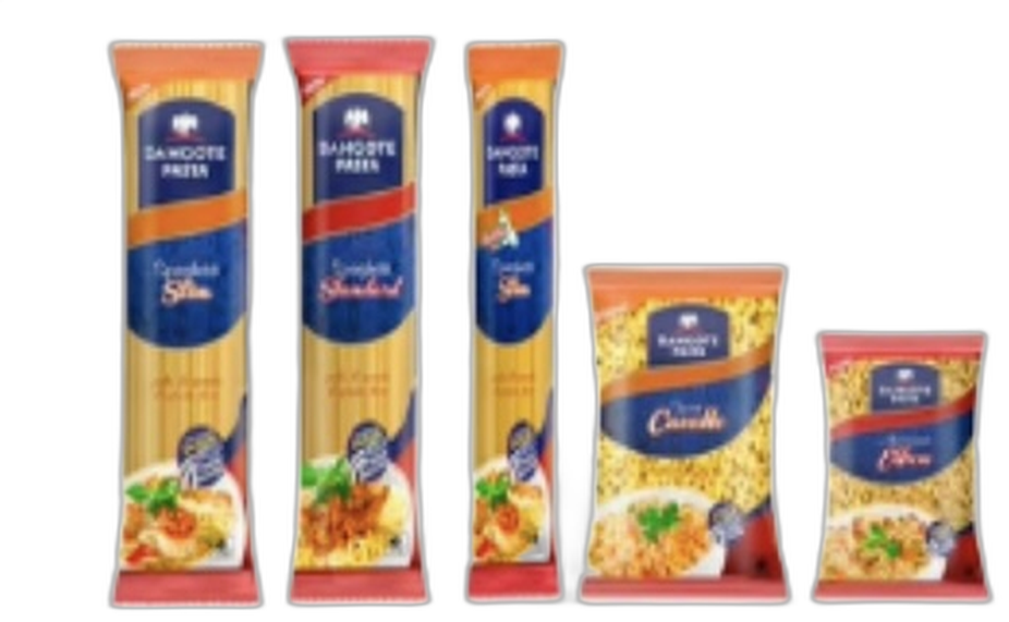 Dangote pasta range: spaghetti standard and slim, cavatto and macaroni