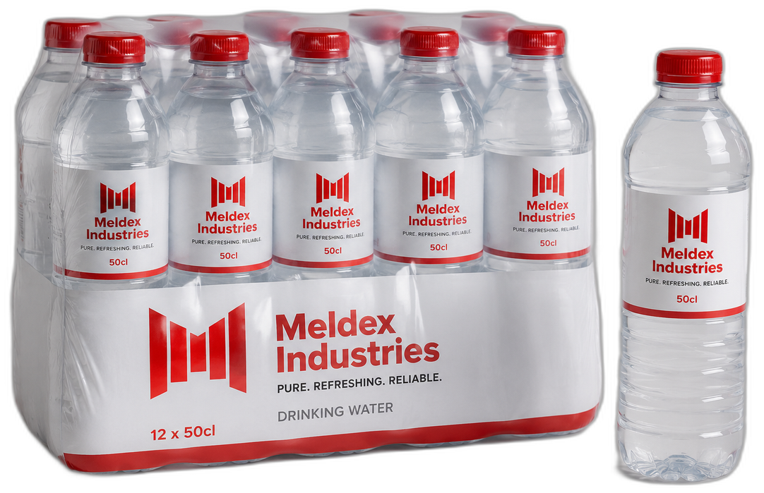 Meldex Industries bottled drinking water, 12 by 50cl pack